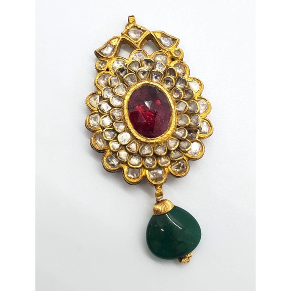 18KT Gold Rose Cut Diamond Pendant - Picture 5 of 6